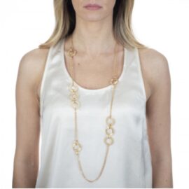 Boccadamo – Collana lunga placcata oro giallo con decori circolari