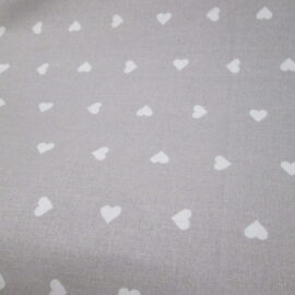 TESSUTO FANTASIA CUORI FONDO BIANCO E FONDO GRIGIO