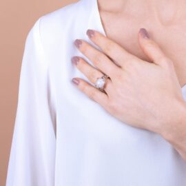 Bronzallure – Anello con Pietra Sfaccettata e Pavé