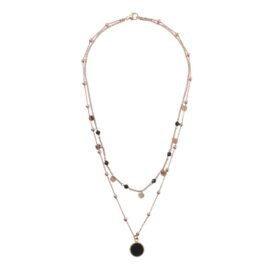 Bronzallure – Collana Due Fili con Pietra Naturale e Cuori