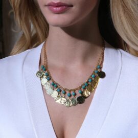 ETRUSCA- Collana placcato oro e turchesi