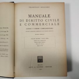 MANUALE DI DIRITTO CIVILE E COMMERCIALE, CODICI E NORME COMPLEMENTARI, VOLUME 2 PARTE PRIMA - Messineo, 1952, Giuffrè