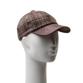 Baseball di tessuto in lana con fibbia regolabile e visiera in finta pelle