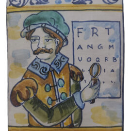 Mattone ceramica dipinto a mano L'oculista