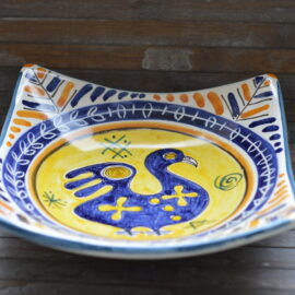Piatto Quadrato in Ceramica di Castelli 25x25 - Maiolica Italiana Fatta a Mano