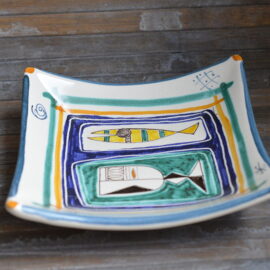 Piatto Quadrato in Ceramica di Castelli 25x25 - Maiolica Italiana Fatta a Mano