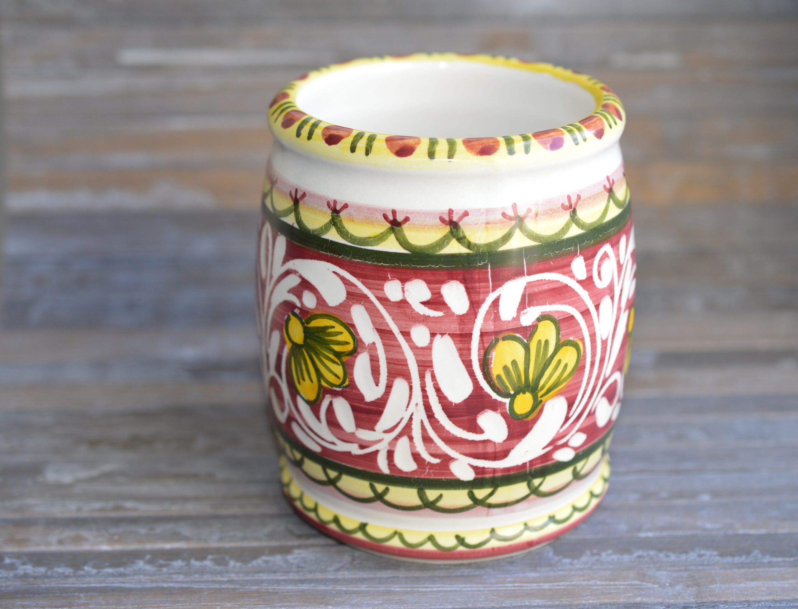 Portaspazzolino in Ceramica di Castelli Dipinto a Mano