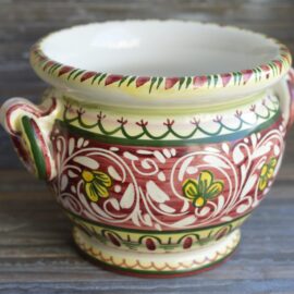 Portavaso in Ceramica di Castelli h 14 cm - Cachepot con Manici Fatto a Mano
