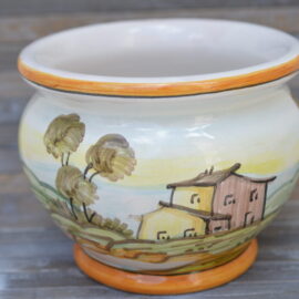 Portavaso in Ceramica di Castelli 13x11 cm  Fatto a Mano Panorama