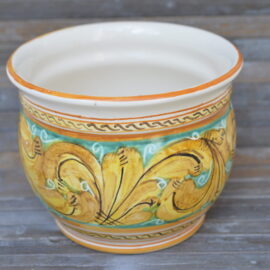 Portavaso in Ceramica di Castelli 13x11 cm  Fatto a Mano fioraccio