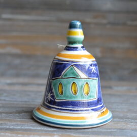 Campanella in Ceramica di Castelli - Maiolica Fatta a Mano con Barca Geometrica