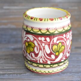Portaspazzolino in Ceramica di Castelli Dipinto a Mano