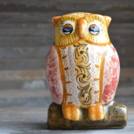 Gufo in Ceramica Dipinto a Mano da Ceramisti di Castelli 12cm | Maiolica Artistica d'Abruzzo Fatta a Mano | Idea Regalo Portafortuna