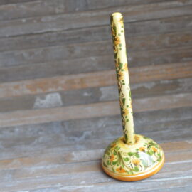 Penna in Ceramica di Castelli Dipinta a Mano, Penna da Scrivania con Base, Artigianato Abruzzese, Idea Regalo Scrittoio Ufficio, 15 cm