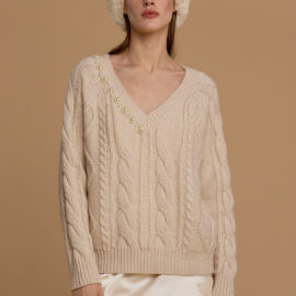 Maglia scollo V perle NOSECRETS